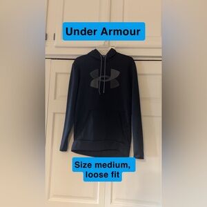 Men’s Under Armour Hoodie Size Medium Loose Fit Black And Gray